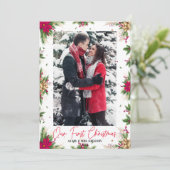 Ons eerste kerstfeest als Lijst van de heer & mevr Feestdagenkaart (Staand voorkant)