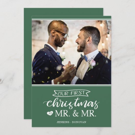 Ons eerste kerstfeest als Mr. & Mr. Feestdagenkaart (Voorkant / Achterkant)