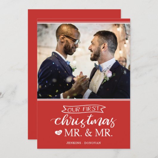 Ons eerste kerstfeest als Mr. & Mr. Feestdagenkaart (Voorkant / Achterkant)