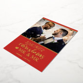 Ons eerste kerstfeest als Mr & Mr gay bruiloft Folie Feestdagenkaart (Gedraaid)