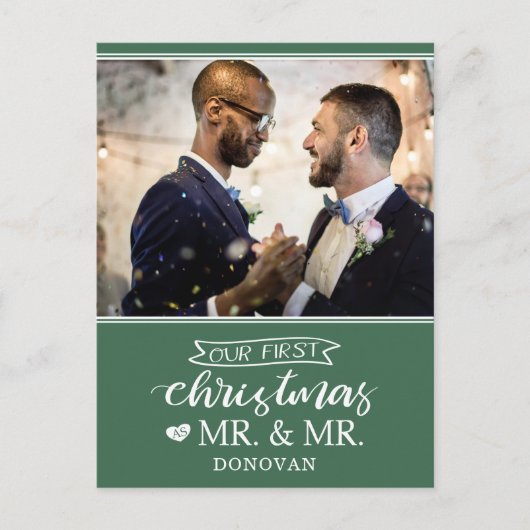 Ons eerste kerstfeest als Mr. & Mr. newlyweds Feestdagenkaart (Voorkant)