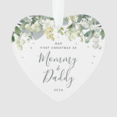 Ons eerste kerstfeest als Ouders Foto Hart Ornament (voorkant)