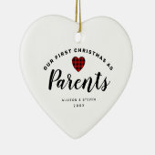 Ons eerste kerstfeest als ouders op persoonlijke t keramisch ornament (Rechts)