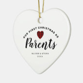 Ons eerste kerstfeest als ouders op persoonlijke t keramisch ornament (Links)