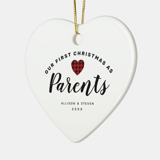Ons eerste kerstfeest als ouders op persoonlijke t keramisch ornament (Links)
