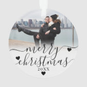 Ons eerste kerstfeest als verloofd stel 2 foto ornament (achterkant)