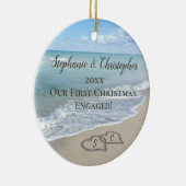 Ons eerste kerstfeest bracht het blote hart in zan keramisch ornament (Rechts)