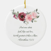 Ons eerste kerstfeest Christelijke Floral Weddensc Keramisch Ornament (Achterkant)