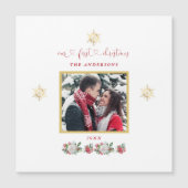 Ons eerste kerstfeest Floral Snowflake Foto bruilo (Voorkant)