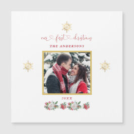 Ons eerste kerstfeest Floral Snowflake Foto bruilo