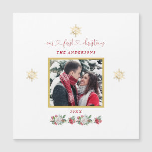 Ons eerste kerstfeest Floral Snowflake Foto bruilo