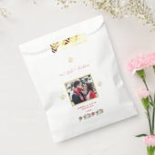 Ons eerste kerstfeest Floral Snowflake Foto bruilo Bedankzakje (Gezegeld)