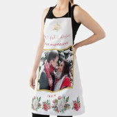 Ons eerste kerstfeest Floral Snowflake Foto bruilo Schort (Insitu)