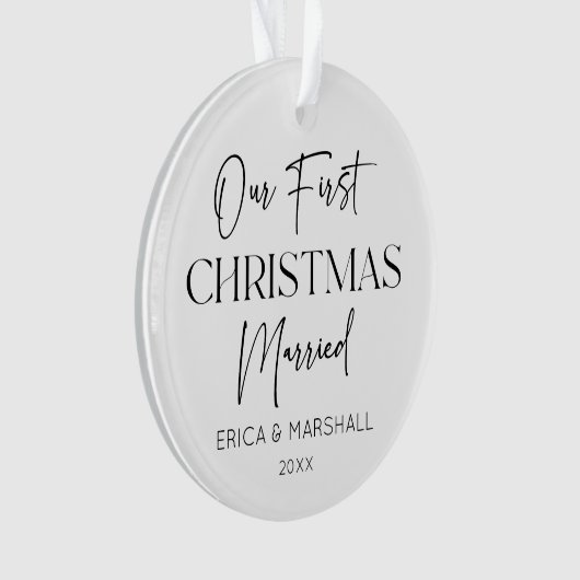 Ons eerste kerstfeest getrouwd aangepaste naam jaa ornament (voorkant)