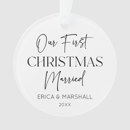 Ons eerste kerstfeest getrouwd aangepaste naam jaa ornament (voorkant)