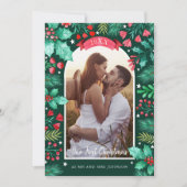 Ons eerste kerstfeest getrouwd aquarel foto feestdagenkaart (Voorkant)