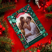 Ons eerste kerstfeest getrouwd aquarel foto feestdagenkaart