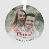 Ons eerste kerstfeest getrouwd bloem ornament (achterkant)