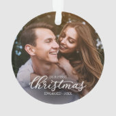 Ons eerste kerstfeest ging over Elegant White Scri Ornament (achterkant)