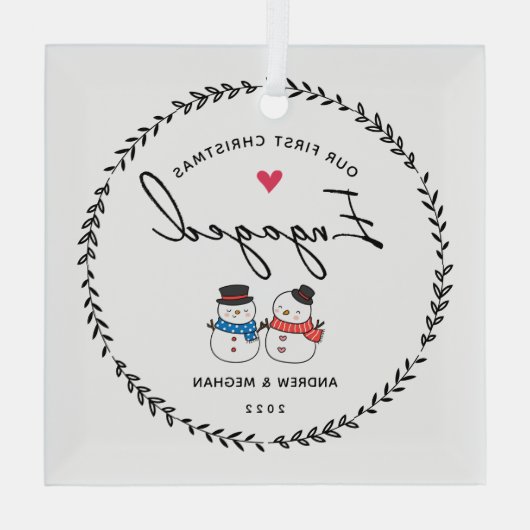 Ons eerste kerstfeest glas ornament (Achterkant)