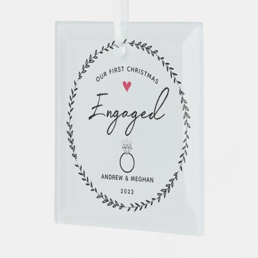 Ons eerste kerstfeest glas ornament (Voorkant links)