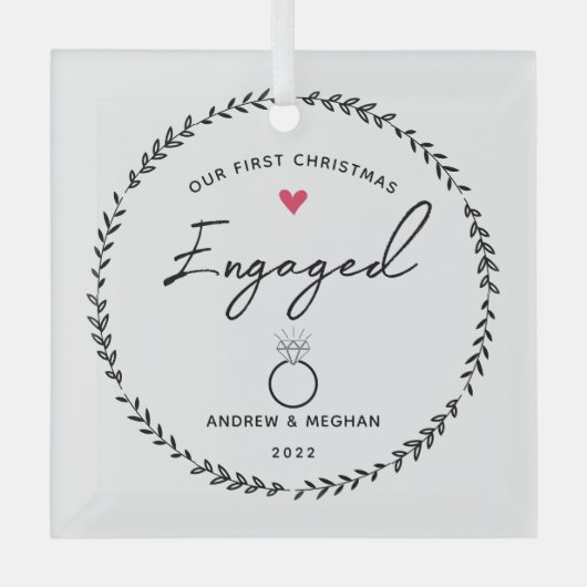 Ons eerste kerstfeest glas ornament (Voorkant)