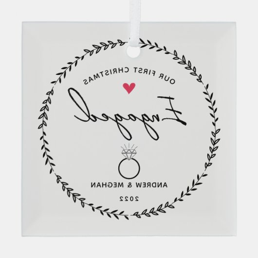 Ons eerste kerstfeest glas ornament (Achterkant)