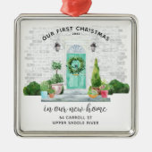 Ons eerste kerstfeest in New House Metal Ornament (Voorkant)