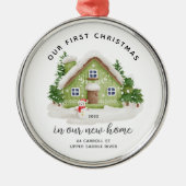 Ons eerste kerstfeest in New House Metal Ornament (Voorkant)