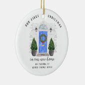 Ons eerste kerstfeest in New House Metal Ornament (Rechts)