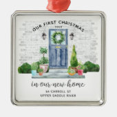 Ons eerste kerstfeest in New House Metal Ornament (Voorkant)