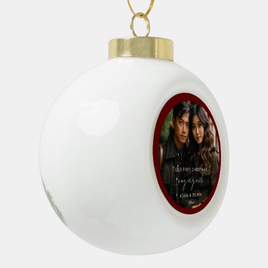Ons eerste kerstfeest keramische bal ornament (Links)