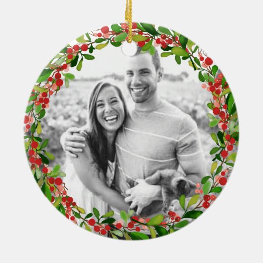 Ons eerste kerstfeest | Kerstmis Keramisch Ornament (Achterkant)