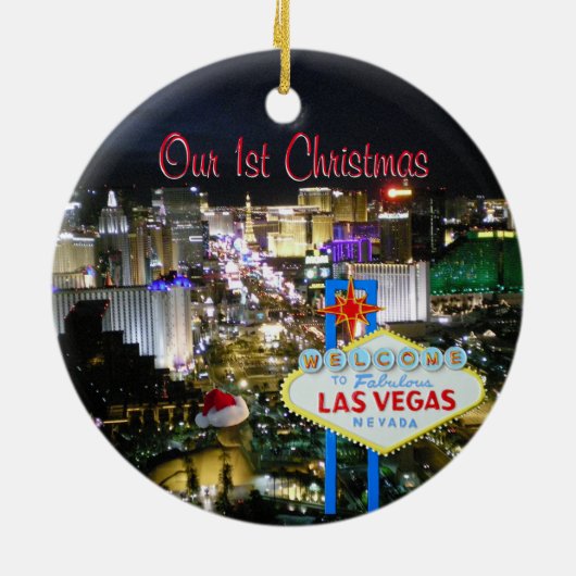 Ons eerste kerstfeest Las Vegas Keramisch Ornament (Achterkant)