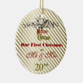 Ons eerste kerstfeest met een gether Retro-versier Keramisch Ornament (Rechts)