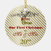 Ons eerste kerstfeest met een gether Retro-versier Keramisch Ornament (Voorkant)