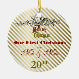 Ons eerste kerstfeest met een gether Retro-versier Keramisch Ornament