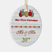 Ons eerste kerstfeest met een gether Retro-versier Keramisch Ornament (Rechts)