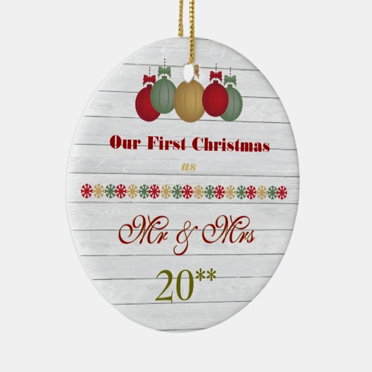 Ons eerste kerstfeest met een gether Retro-versier Keramisch Ornament (Rechts)