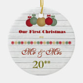 Ons eerste kerstfeest met een gether Retro-versier Keramisch Ornament (Voorkant)