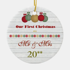 Ons eerste kerstfeest met een gether Retro-versier Keramisch Ornament