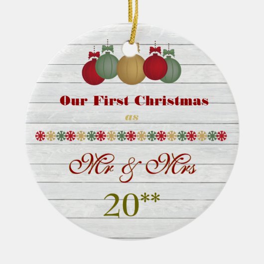 Ons eerste kerstfeest met een gether Retro-versier Keramisch Ornament (Voorkant)