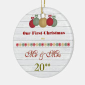 Ons eerste kerstfeest met een gether Retro-versier Keramisch Ornament (Links)