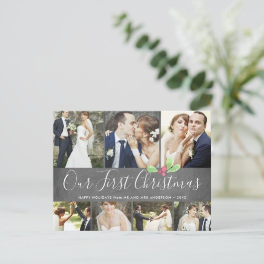 Ons eerste kerstfeest met feestdag 7Foto collage Feestdagenkaart (Staand voorkant)