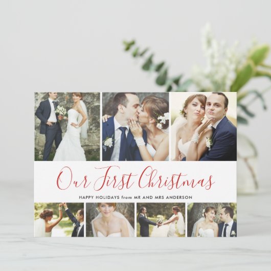 Ons eerste kerstfeest met feestdag 7Foto collage Feestdagenkaart (Staand voorkant)