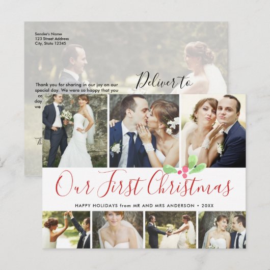 Ons eerste kerstfeest met feestdag 7Foto collage Feestdagenkaart (Voorkant / Achterkant)