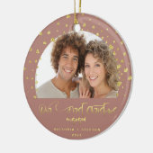 Ons eerste kerstfeest met foto Gold Hearts Keramisch Ornament (Links)