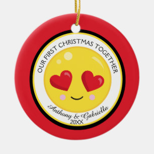 Ons eerste kerstfeest met liefde Emoji Ornament