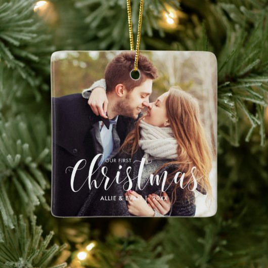 "Ons eerste kerstfeest" Moderne persoonlijke Keramisch Ornament (Boom)