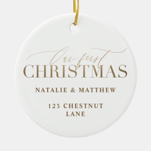 ons eerste kerstfeest nieuw thuis keramisch ornament (Voorkant)